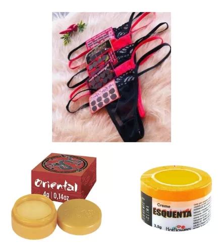 Kit Sexy Calcinha Fio Dental Pomada Oriental Creme Esquenta