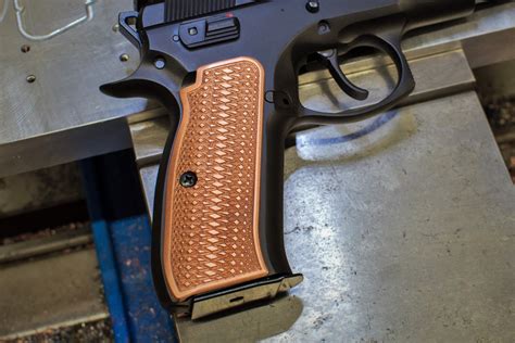 Copper Cz 75 Grips Copperhead Checkered Pattern Standard Size