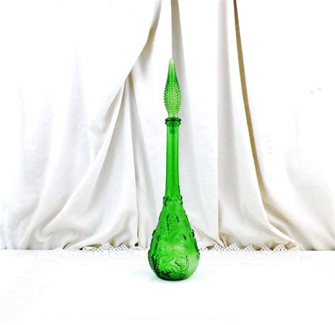 Large Tall Vintage Italien Empoli Style Mid Century S Green Glass