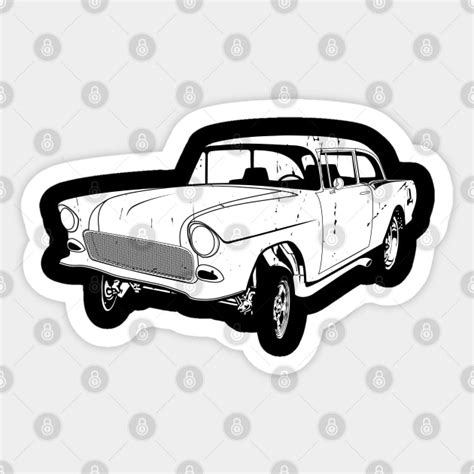 Distressed Chevy Gasser Bel Air Chevy Sticker Teepublic