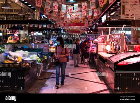 People Are Seen Visiting A Wet Market In Kai Yip Estate In Hong Kong