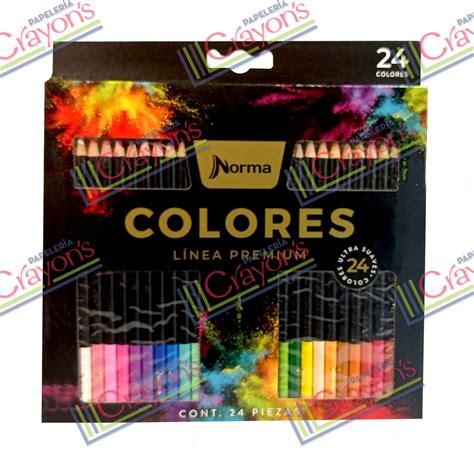 COLORES NORMA PREMIUM 24 PIEZAS Papeleria Crayons