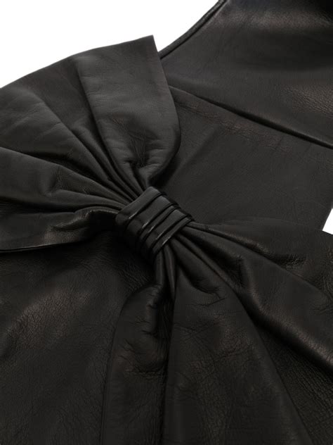 Manokhi Bow Detail Leather Gloves Farfetch