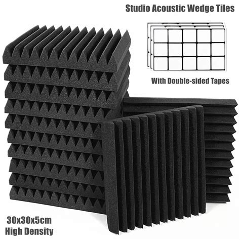 12 24Pcs 30x30x5cm Acoustic Foam Panels Studio Wedge Tiles Soundproof