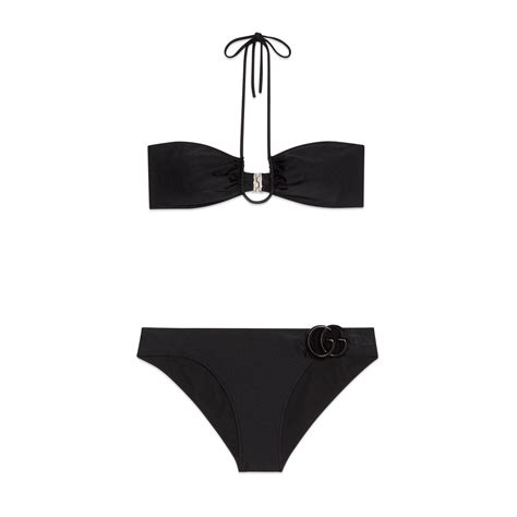 Gucci Sparkling Jersey Bikini With Double G In Black ModeSens