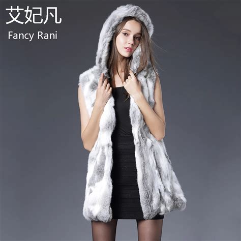 Rex Rabbit Fur Vests With Hooded Real Fur Silm Sleeveless Vest Real