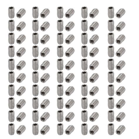 Uxcell M3x5mm Metric 304 Stainless Steel Hex Socket Set Flat Point Grub Screws Silver Tone For