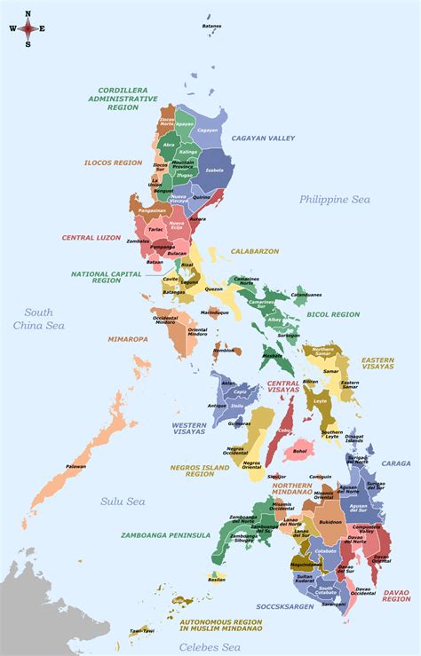 Grande Mapa De Provincias Y Regiones De Filipinas Filipinas Asia