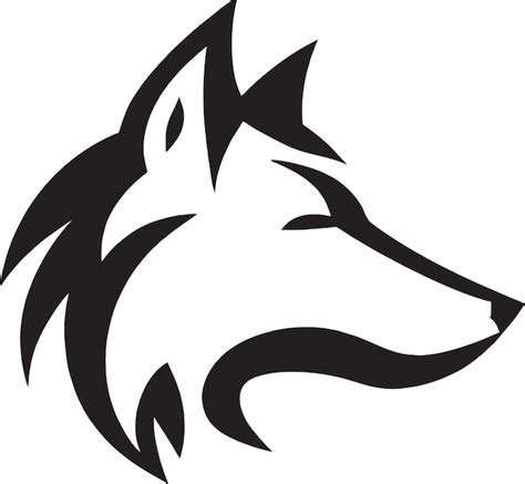 Premium Vector | A black and white image of a wolf's head.