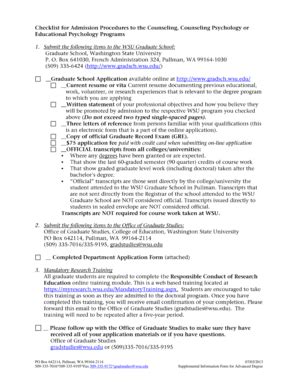 Fillable Online Education Wsu Supplemental Information Form PDF WSU