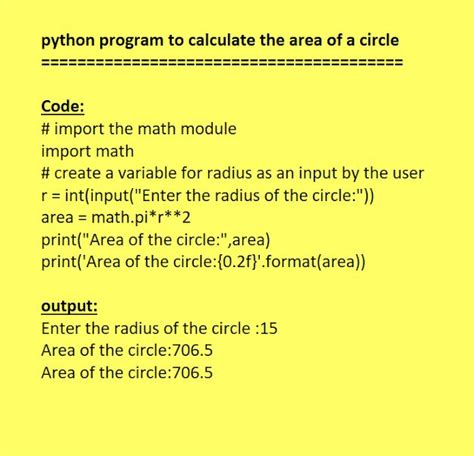 385 Python Program To Calculate The Area Of A Circle Python