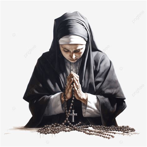 Nun Praying With Rosary Nun Pray Rosary PNG Transparent Image And