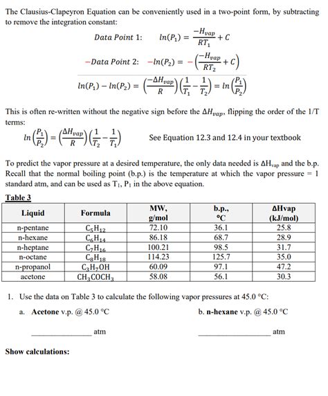 Solved The Clausius Clapeyron Equation Can Be Conveniently Chegg