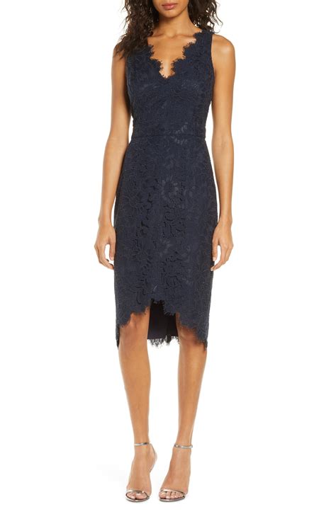 Eliza J Tulip Hem Lace Cocktail Dress In Navy Blue Save 50 Lyst