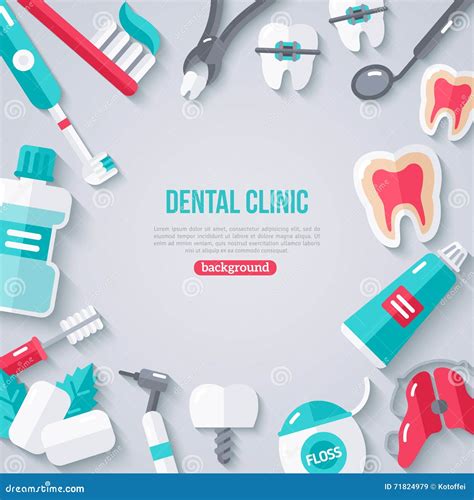 Dentistry Banner With Flat Icons Stock Vector Illustration Of Chrome