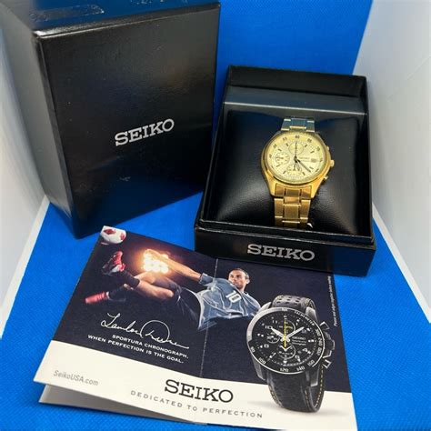 Seiko 7t32 Chronograph Gold Tone Vintage Watch 482988 Gem