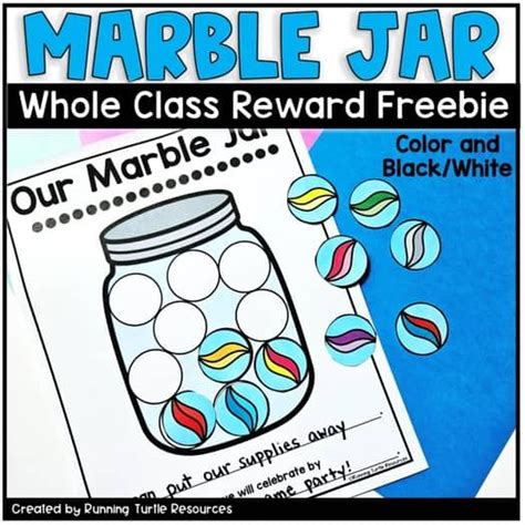 Marble Jar With Text That Reads Marble Jar Whole Class Reward Freebie