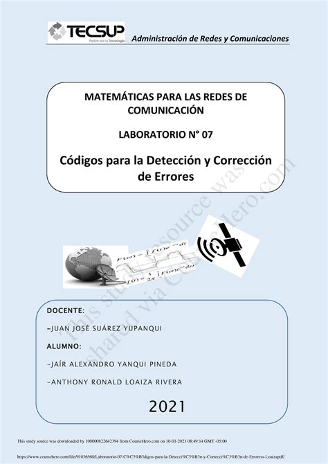 Laboratorio C Digos Para La Detecci N Y Correcci N De Erroress