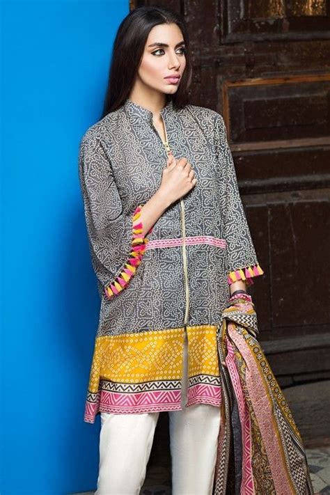 Khaadi Piece Stitched Printed Lawn Suit L B Grey Libasco