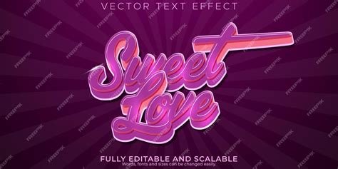 Free Vector | Sweet love text effect editable valentines and darling text style