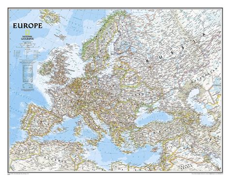 Europe Laminated Wall Map National Geographic