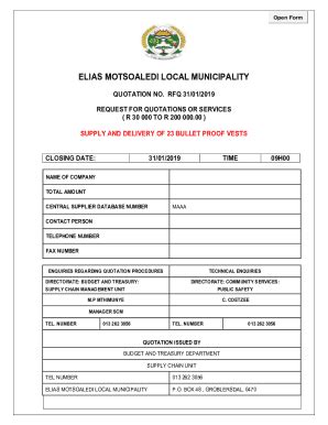 Fillable Online Rfqelias Motsoaledi Local Municipality Fax Email Print