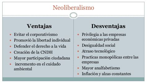 Ventajas Y Desventajas Del Neoliberalismo Abstractor