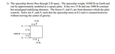 Solved 1) The spaceship shown flies through 2-D space. The | Chegg.com 