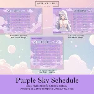 Sky Vtuber Schedule Template Bundle Twitch Stream Schedule Value Pack