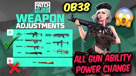 Free Fire Weapon Balance Ob All Gun Attributes Change After Ob