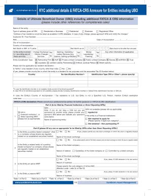 Fillable Online KYC Additional Details FATCA CRS Annexure For