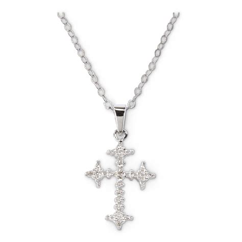 10k White Gold Diamond Accent Cross Necklace 620488 Jewelry At