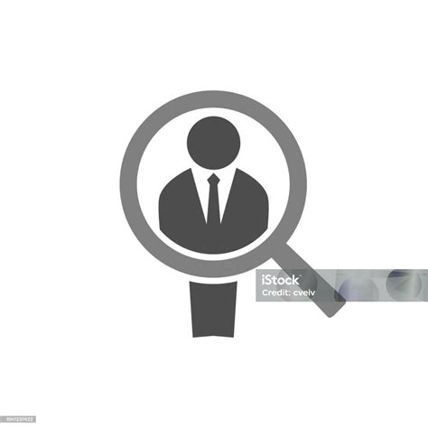 Businessman Silhouette And A Magnifier Employee Recruit Concept Icon