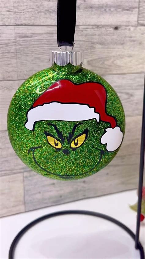 DIY Grinch Ornament DIY Glitter Ornament Grinch Theme Christmas