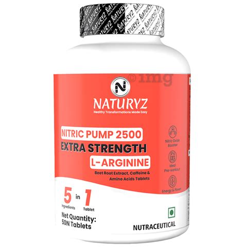 Naturyz Nitric Oxide Pump L Arginine Citrulline Caffeine Tablet