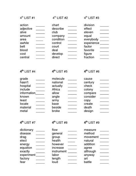 Th Grade Sight Words List Th Grade Spelling Words Spelling Words