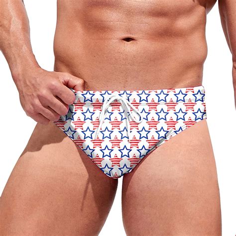 Yuhaotin Fourth Of July Swimming Trunks For Men Orange Mens Summer