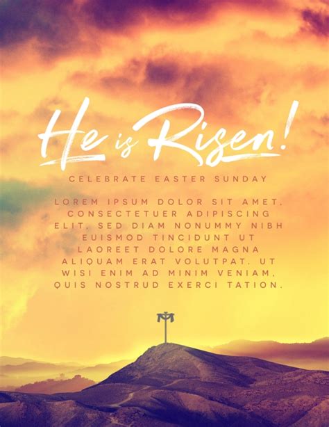 Sharefaith Media He Is Risen Easter Cross Church Flyer Sharefaith Media