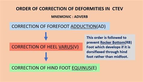 Ctev Or Clubfoot Order Of Correction Popular Mnemonics Ad V E Rb Adduction Varus Equinus