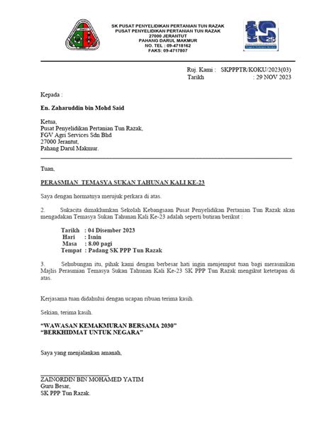 Surat Jemput Perasmi Pdf