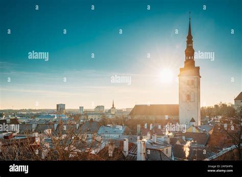 Tallinn, Estonia. Sun Shining Through Church Of St. Nicholas Niguliste ...
