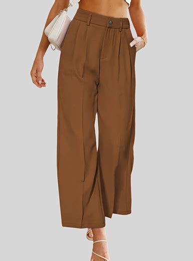 Wmsn Capri Wide Leg Dress Style Pants Brown