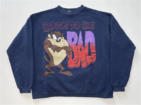 Vintage 90s Taz Looney Tunes Born To Be Bad” Crewnec Gem