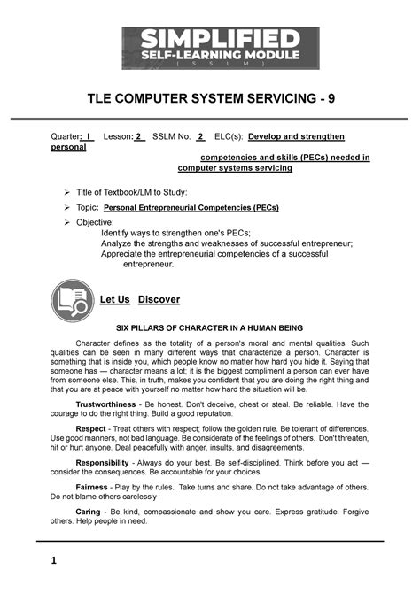 Q1 Lesson 2 TLE COMPUTER SYSTEM SERVICING 9 Quarter I Lesson 2