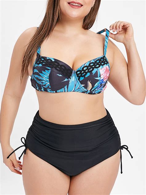 Floral Print Plus Size Underwire Bikini Set Off Rosegal