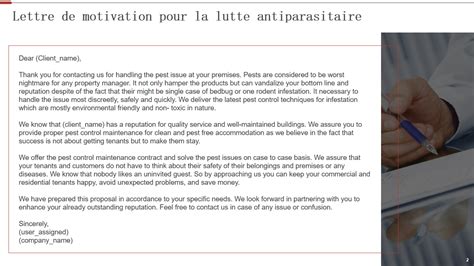 Top Des Mod Les De Lettre De Motivation Pour La Lutte Antiparasitaire