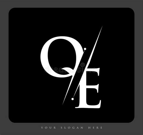 Initial Logo Letter Qe For Company Name Black And White Color And Slash