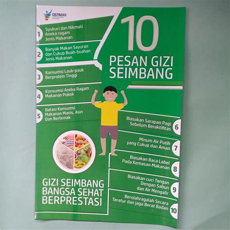 Jual Poster Gizi Seimbang 10 Gizi Seimbang Poster Porsi Gizi Seimbang