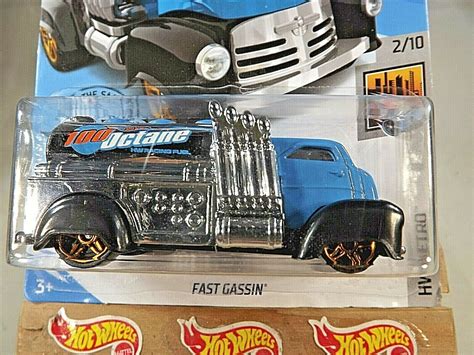 2019 Hot Wheels 190 HW Metro 2 10 FAST GASSIN Blue Chrome W Gold Pr5 Spokes Contemporary