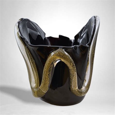 Sergio Costantini Murano Große schwarze Vase mit Catawiki